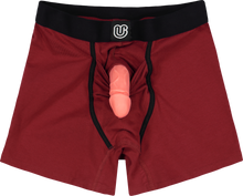 Load image into Gallery viewer, Front view of crimson red packing boxer with packer
