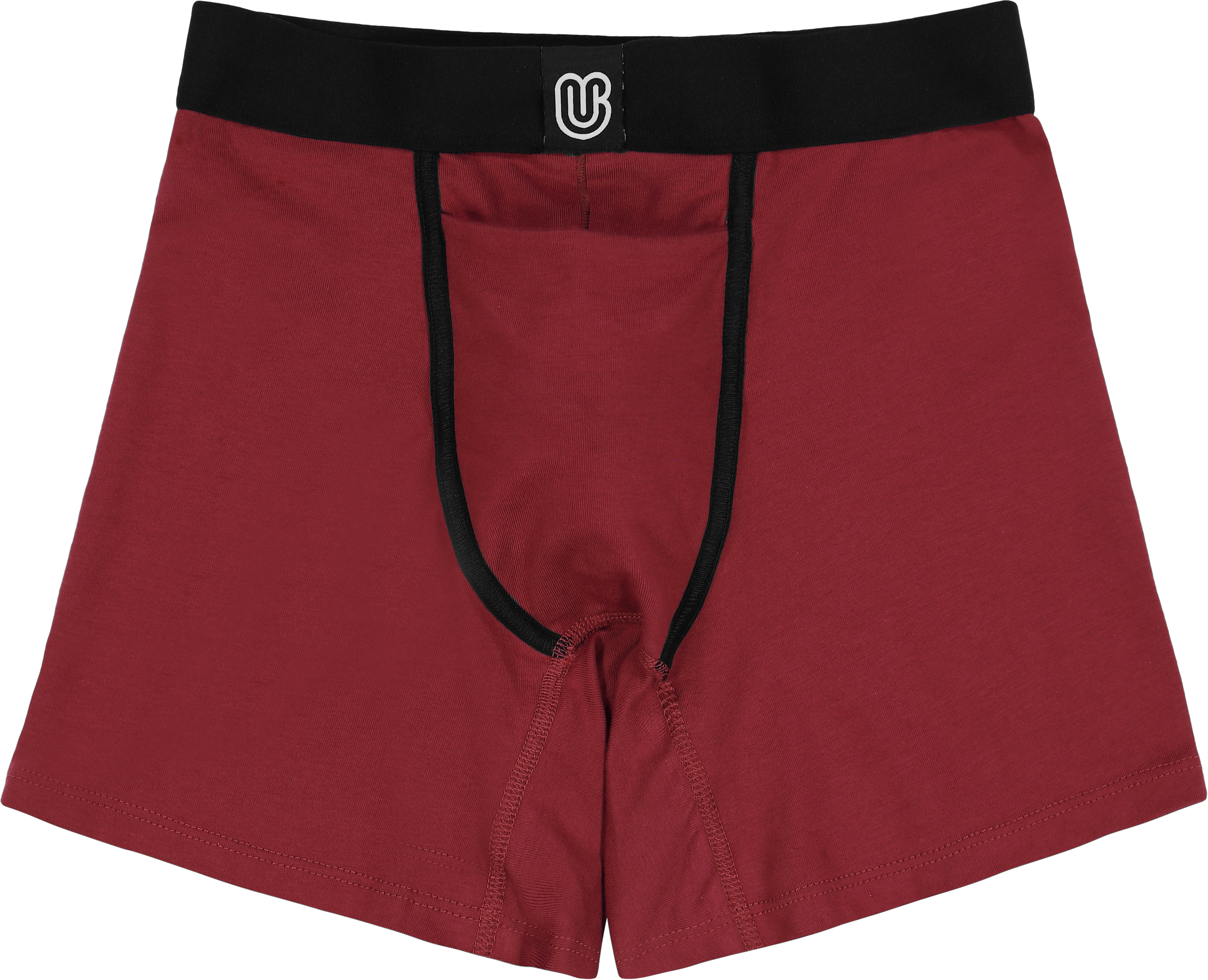 Front view of a crimson red packing boxer