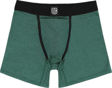 Load image into Gallery viewer, Front view of a hunter green packing boxer
