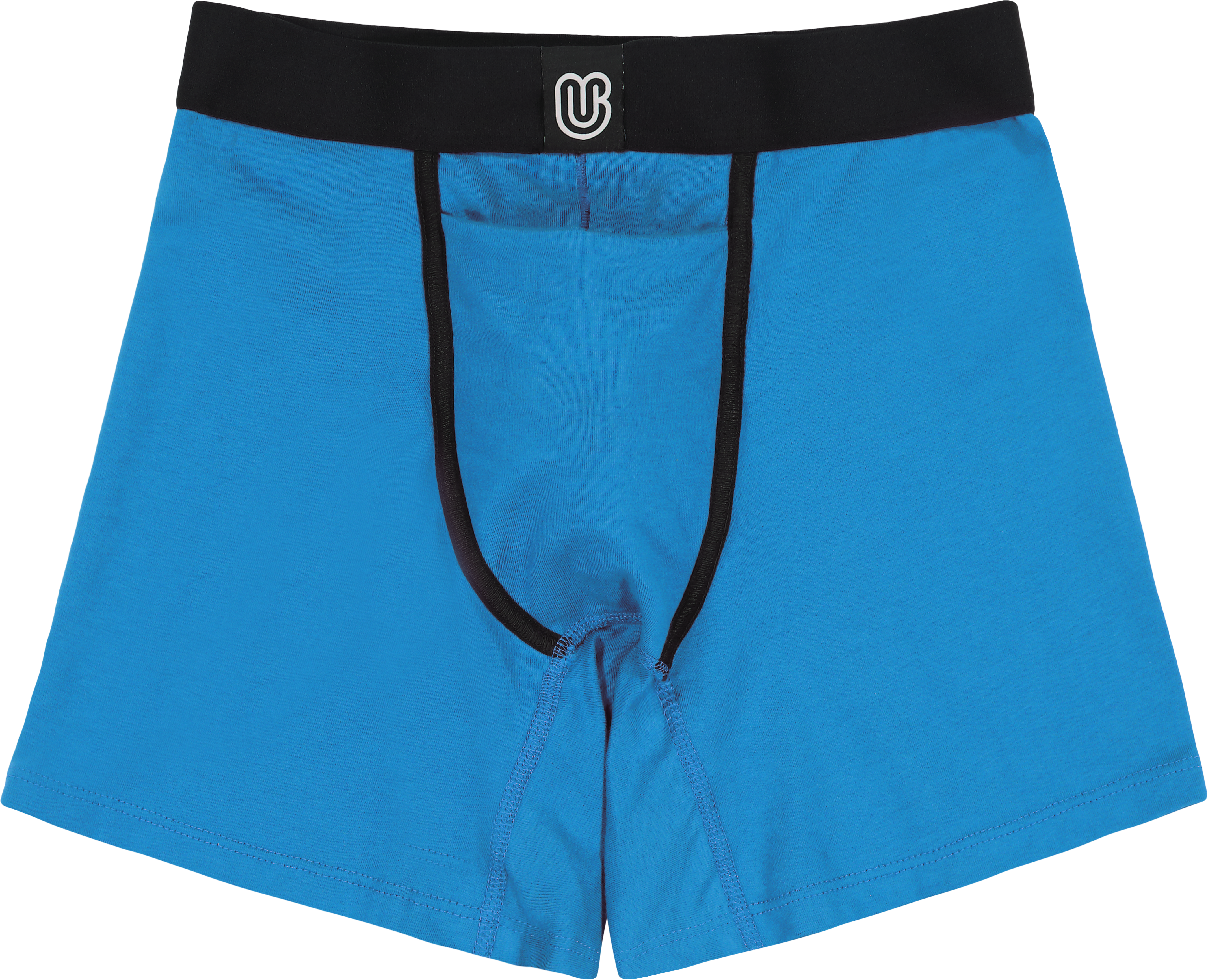 Front view of a blue packing boxer